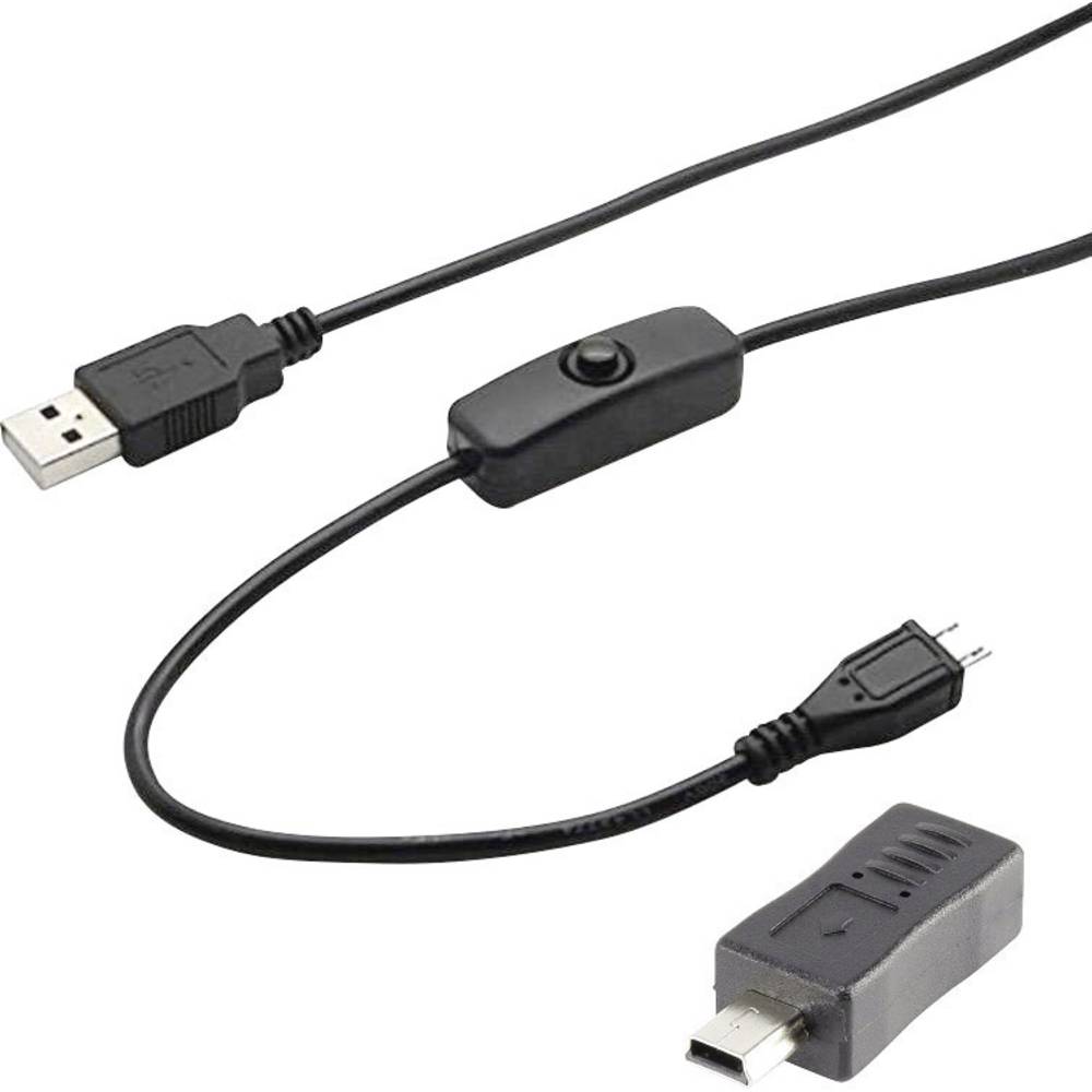 Renkforce USB kabel USB 2.0 USB-A zástrčka, USB Mini-B zástrčka 1.50 m černá vč. spínače ZAP/VYP RF-4658940