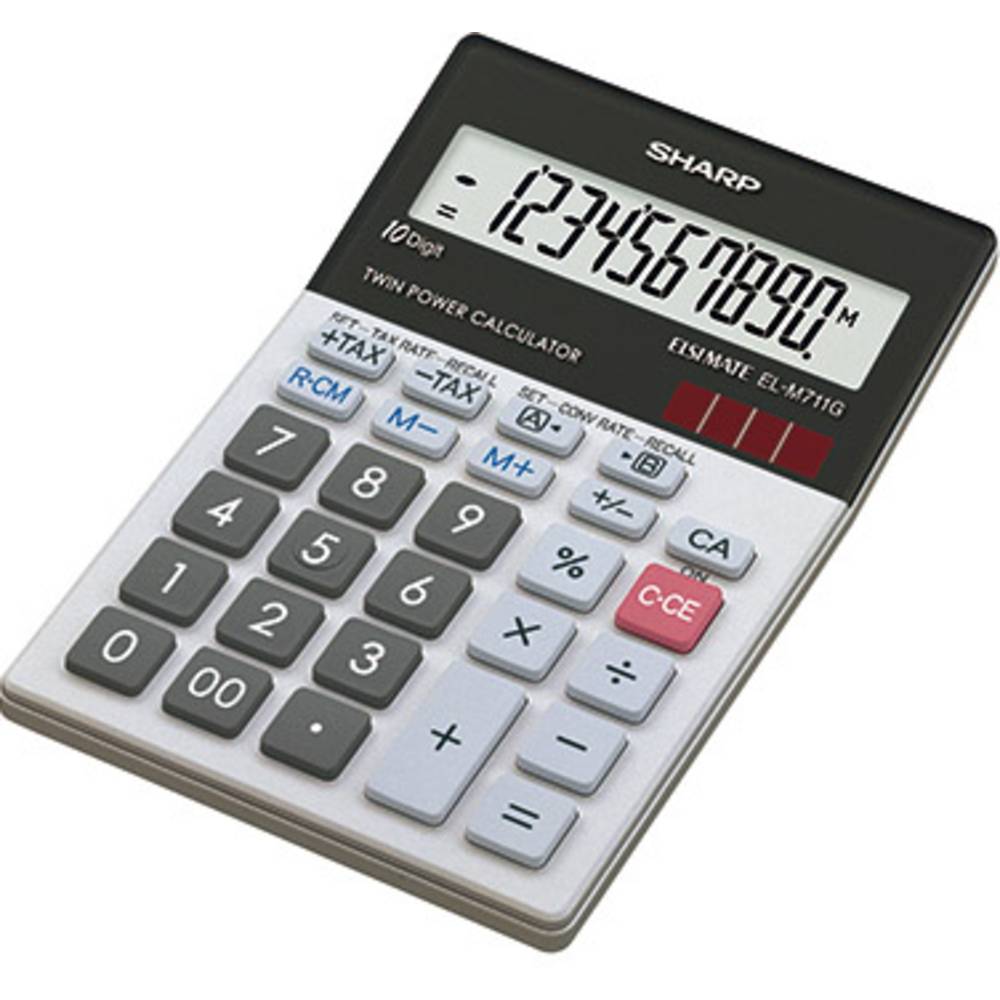 Sharp EL-M711G stolní kalkulačka černá, bílá Displej (počet míst): 10 solární napájení, na baterii (š x v x h) 100 x 33