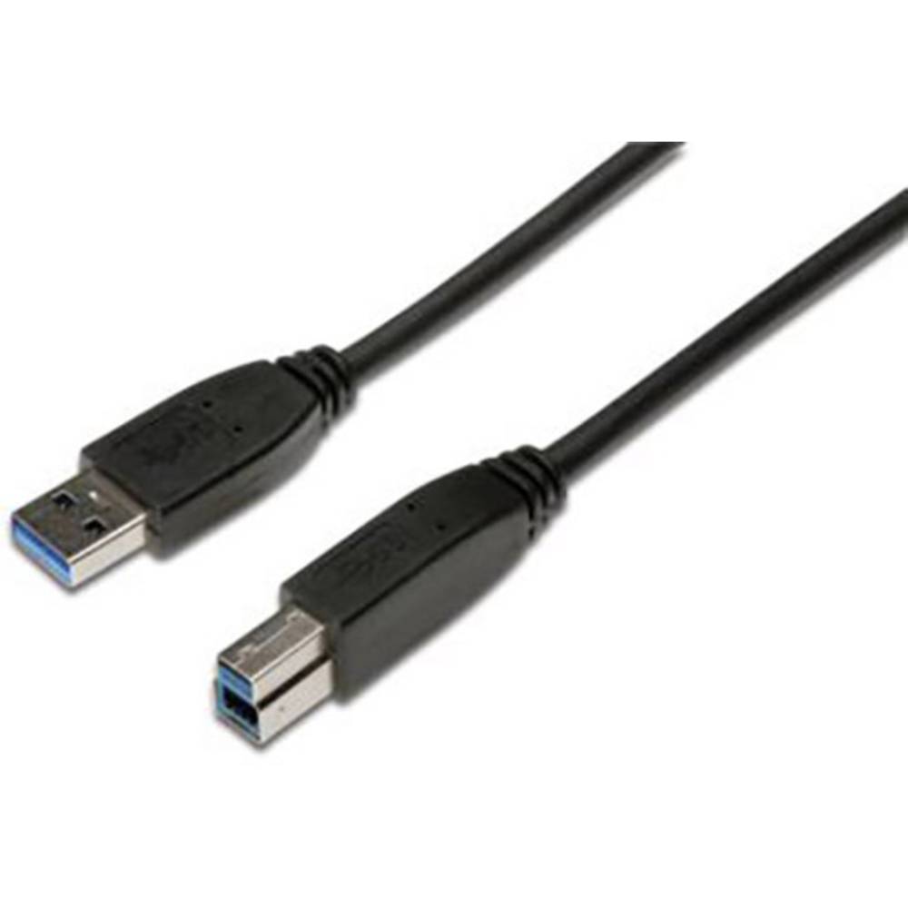 Digitus USB kabel USB 3.2 Gen1 (USB 3.0 / USB 3.1 Gen1) USB-A zástrčka, USB-B zástrčka 1.80 m černá kulatý, třížilový st