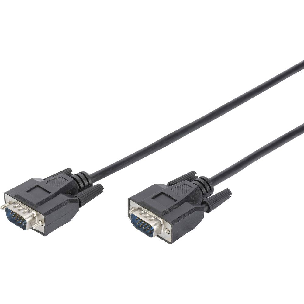 Digitus VGA kabel VGA pólové Zástrčka, VGA pólové Zástrčka 1.80 m černá DB-310100-018-S kulatý, dvoužilový stíněný VGA k