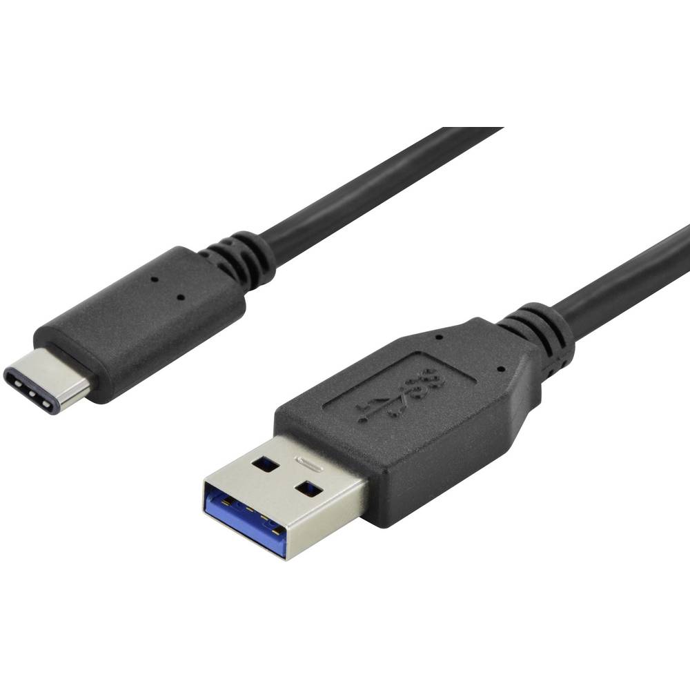 Digitus USB kabel USB 3.2 Gen1 (USB 3.0 / USB 3.1 Gen1) USB-A zástrčka, USB-C ® zástrčka 1.00 m černá kulatý, oboustrann