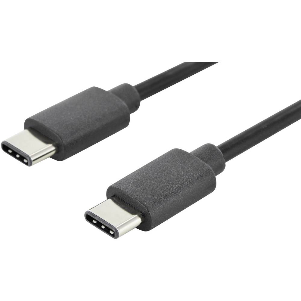 Digitus USB kabel USB 2.0 USB-C ® zástrčka, USB-C ® zástrčka 1.80 m černá kulatý, oboustranně zapojitelná zástrčka, dvou