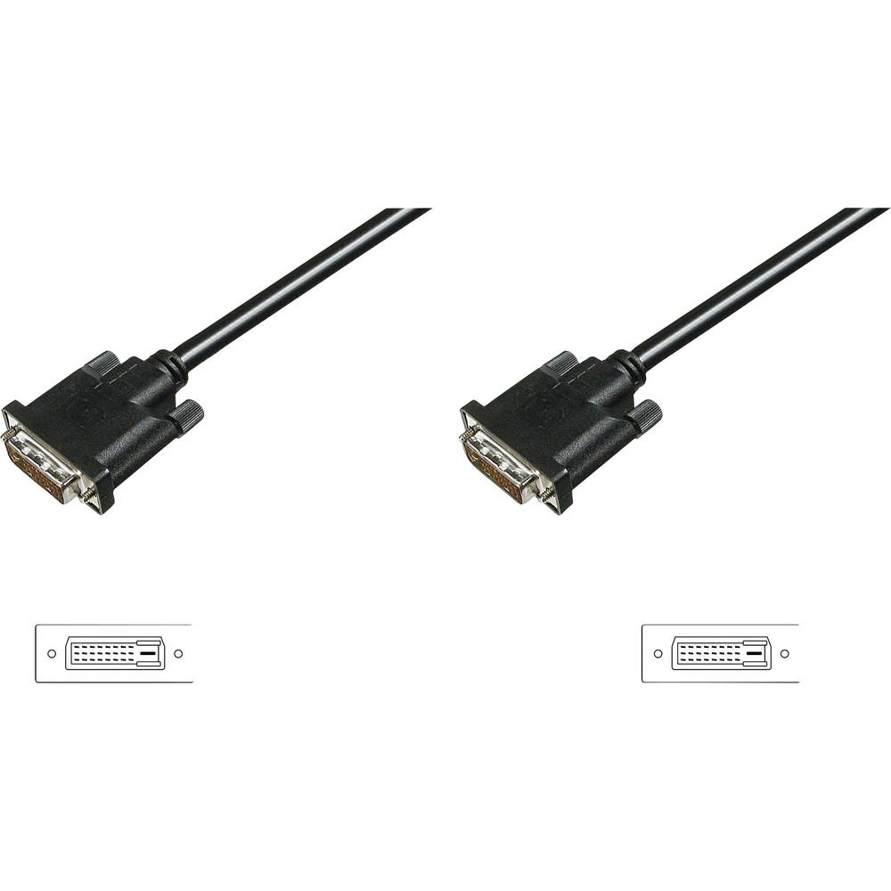 Digitus DVI kabel DVI-D 24+1pol. Zástrčka, DVI-D 24+1pol. Zástrčka 2.00 m černá AK-320108-020-S kulatý, dvoužilový stíně
