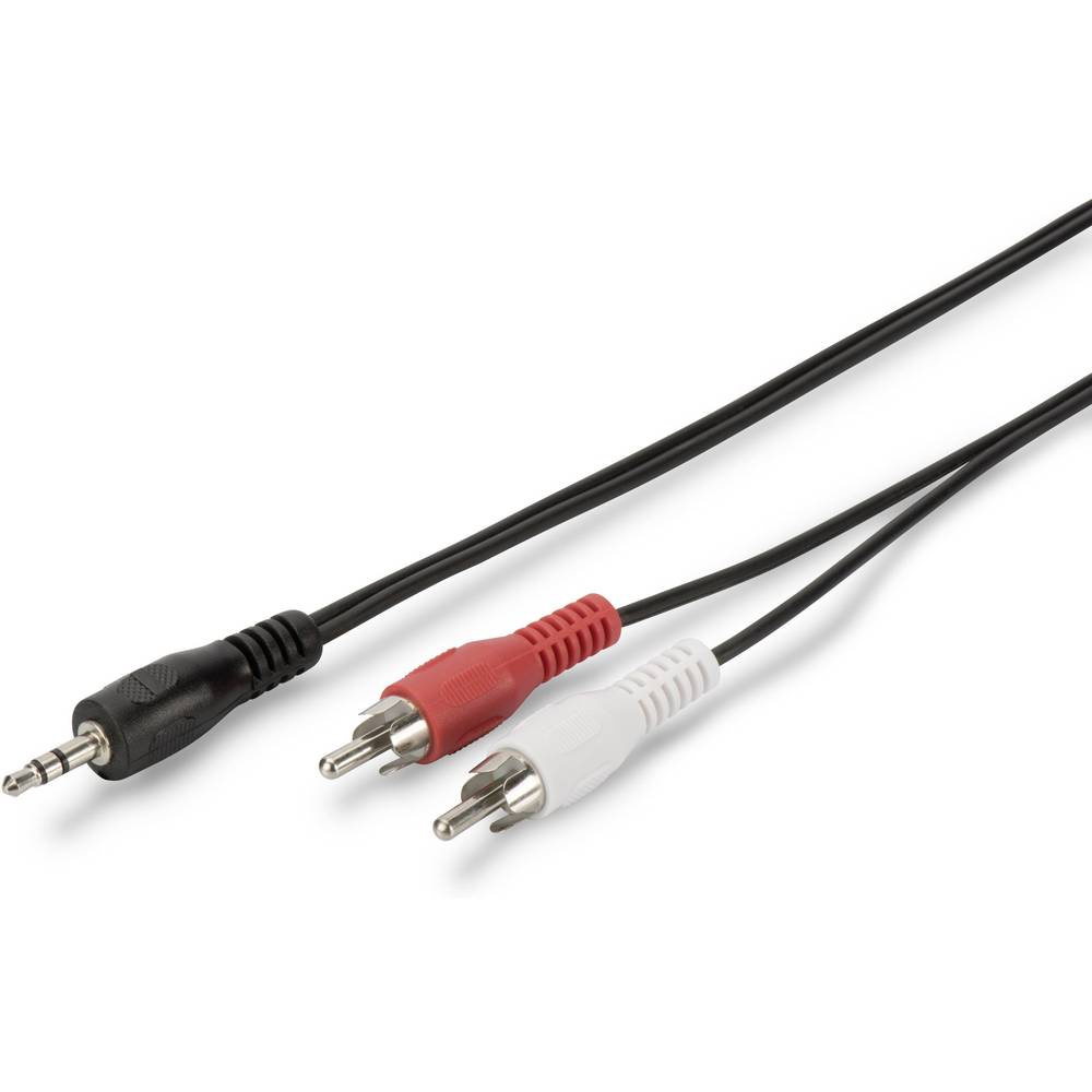 Digitus AK-510300-050-S jack / cinch audio kabel [1x jack zástrčka 3,5 mm - 2x cinch zástrčka] 5.00 m černá jednoduché s