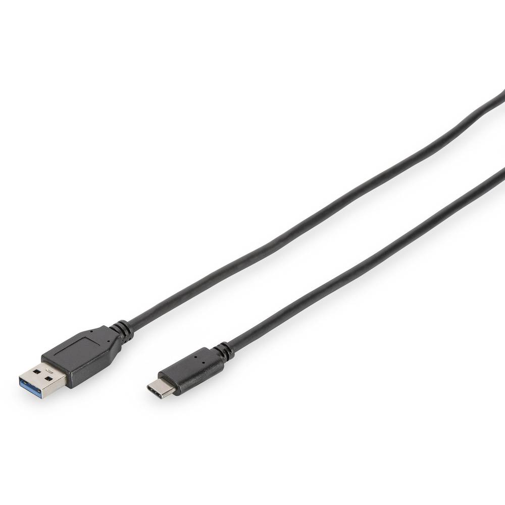 Digitus USB kabel USB 3.2 Gen1 (USB 3.0 / USB 3.1 Gen1) USB-C ® zástrčka, USB-A zástrčka 1.00 m černá kulatý, dvoužilový