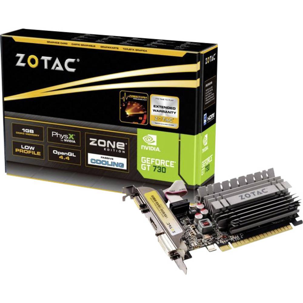 Zotac grafická karta Nvidia GeForce GT730 Zone Edition 2 GB GDDR3 RAM PCIe x16 HDMI™, DVI, VGA pasivní chlazení