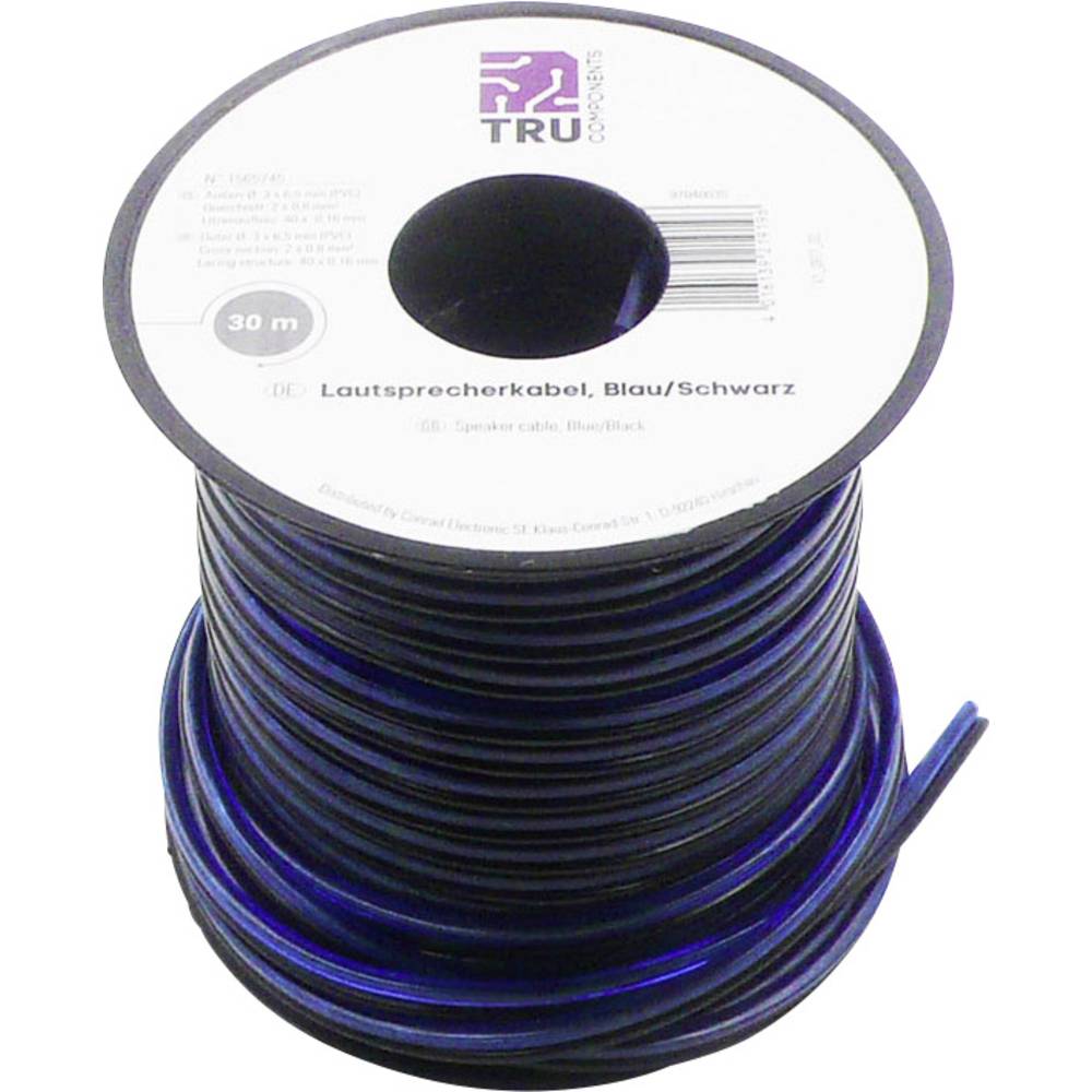 TRU COMPONENTS 1565745 reproduktorový kabel 2 x 0.80 mm² modrá, černá 30 m