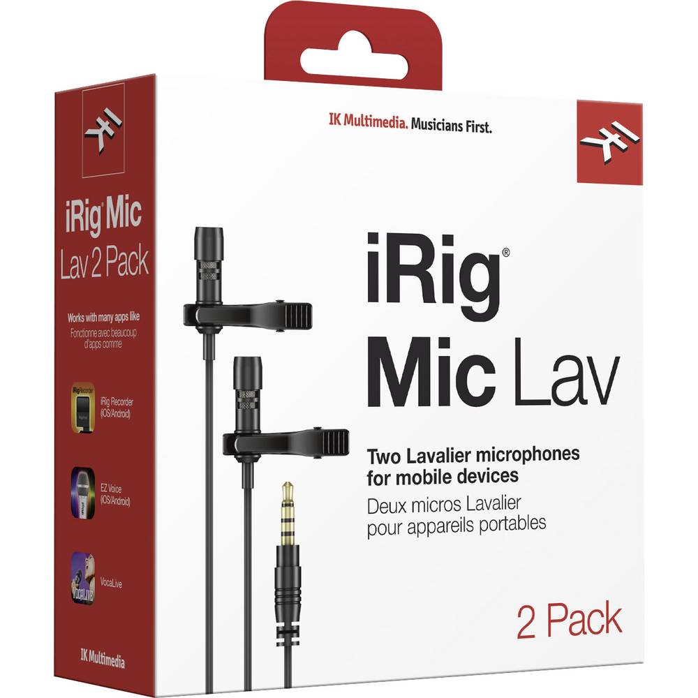 IK Multimedia iRig Mic Lav 2 nasazovací ruční mikrofon Druh přenosu:kabelový vč. svorky, vč. tašky, vč. ochrany proti vě
