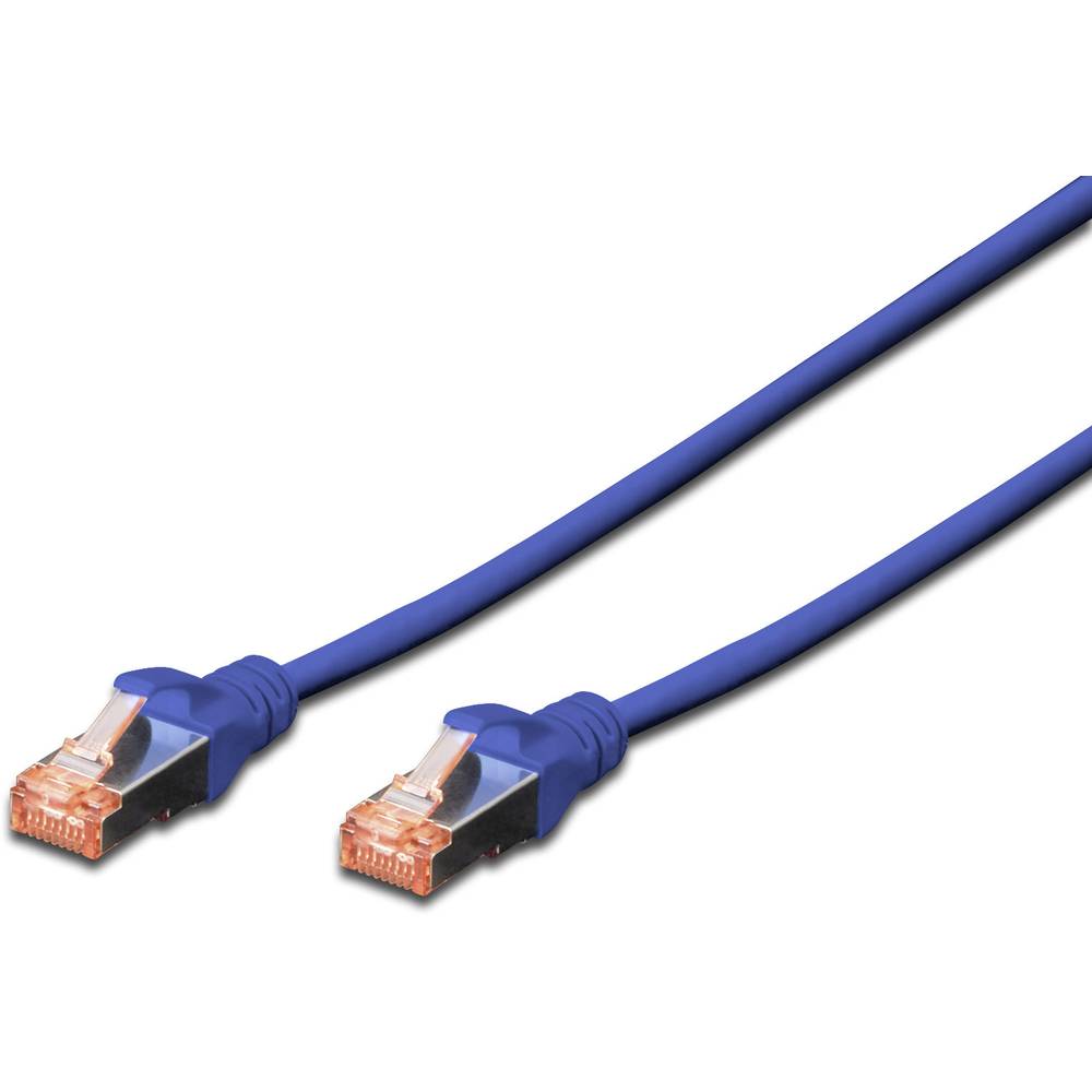 Digitus DK-1644-100/B RJ45 síťové kabely, propojovací kabely CAT 6 S/FTP 10.00 m modrá stínění pletivem, bez halogenů, s