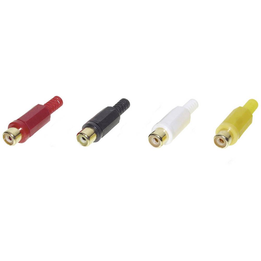 TRU COMPONENTS 1601053 cinch konektor spojka, rovná Pólů: 2 mono červená, černá, žlutá, bílá 4 ks