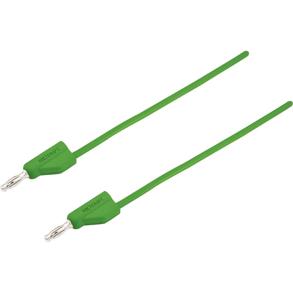 VOLTCRAFT MSB-300 měřicí kabel lamelová zástrčka 4 mm lamelová zástrčka 4 mm 0.50 m zelená 1 ks