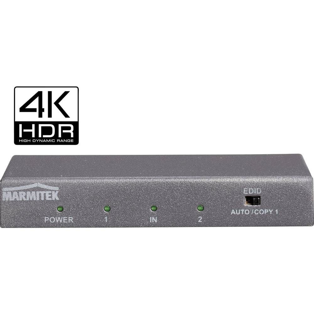 Marmitek Split 612 UHD 2.0 2 porty HDMI rozbočovač možnost 3D přehrávání, kovový ukazatel, UHD, se zabudovaným repeatere