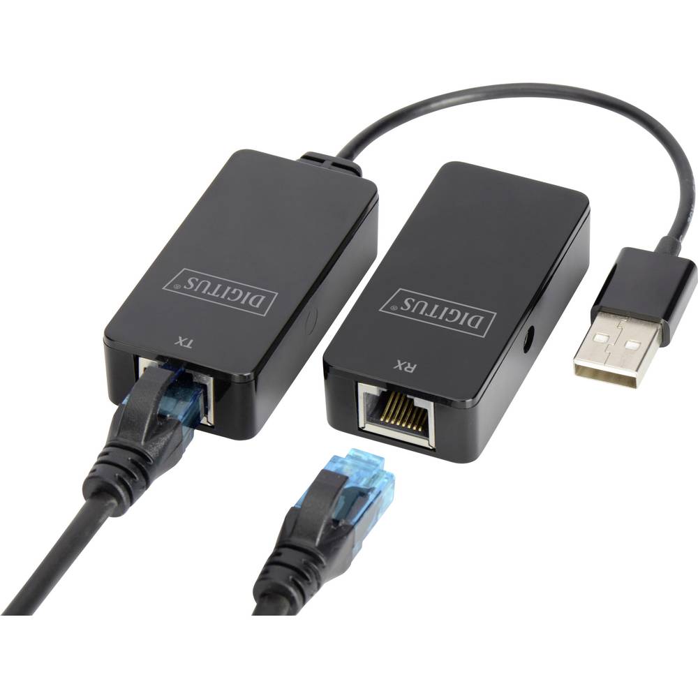 Digitus USB 2.0, PC, myš , síťový, notebook, klávesnice / myš adaptér [1x USB 2.0 zásuvka A, USB 2.0 zástrčka A - 2x RJ4