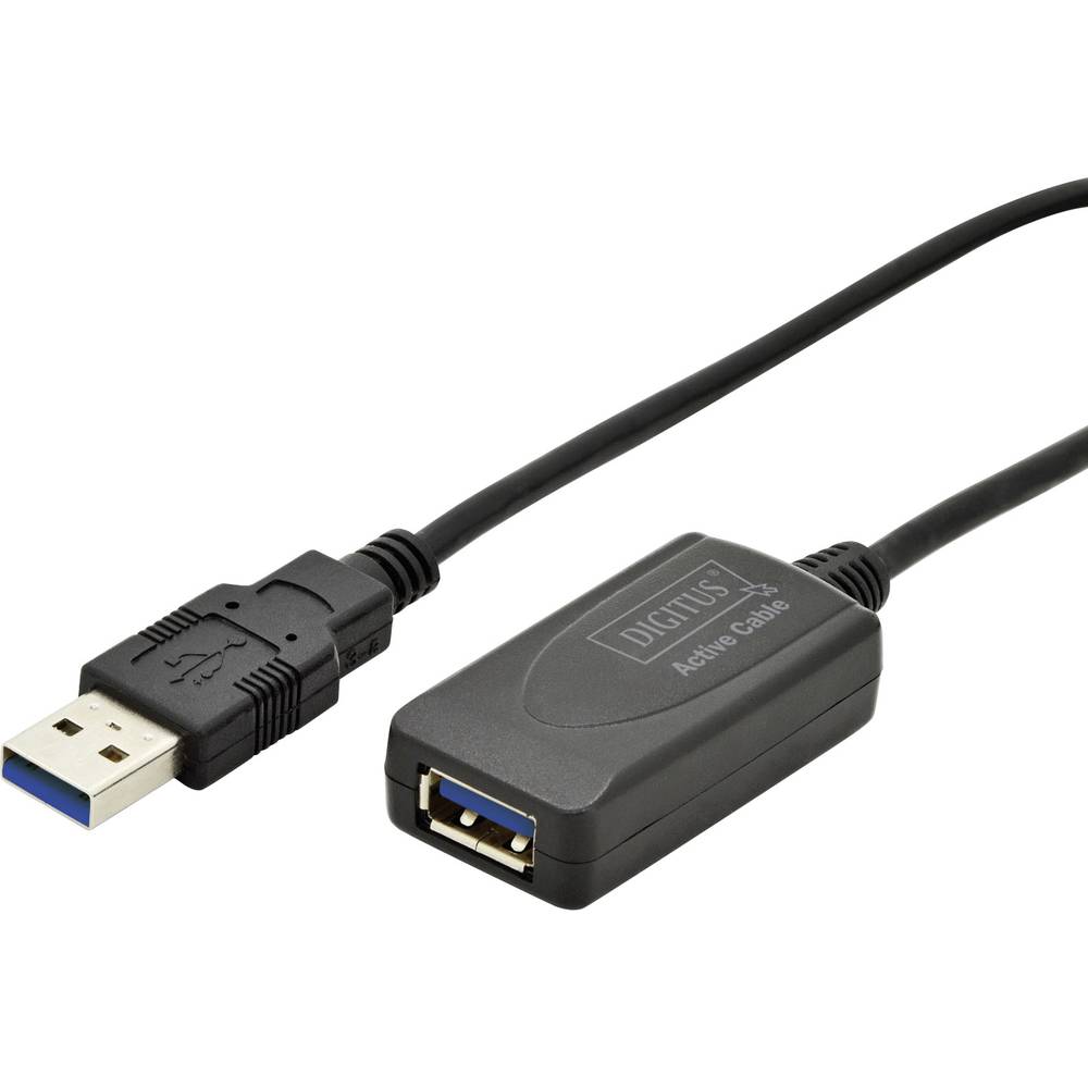 Digitus USB kabel USB 3.2 Gen1 (USB 3.0 / USB 3.1 Gen1) USB-A zástrčka, USB-A zásuvka 5.00 m černá DA-73104
