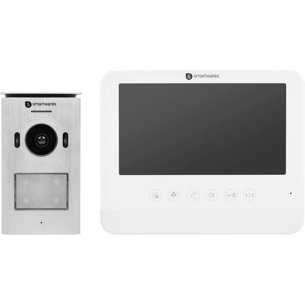 Smartwares DIC-22212 domovní video telefon dvoulinkový kompletní sada pro 1 rodinu stříbrná, bílá