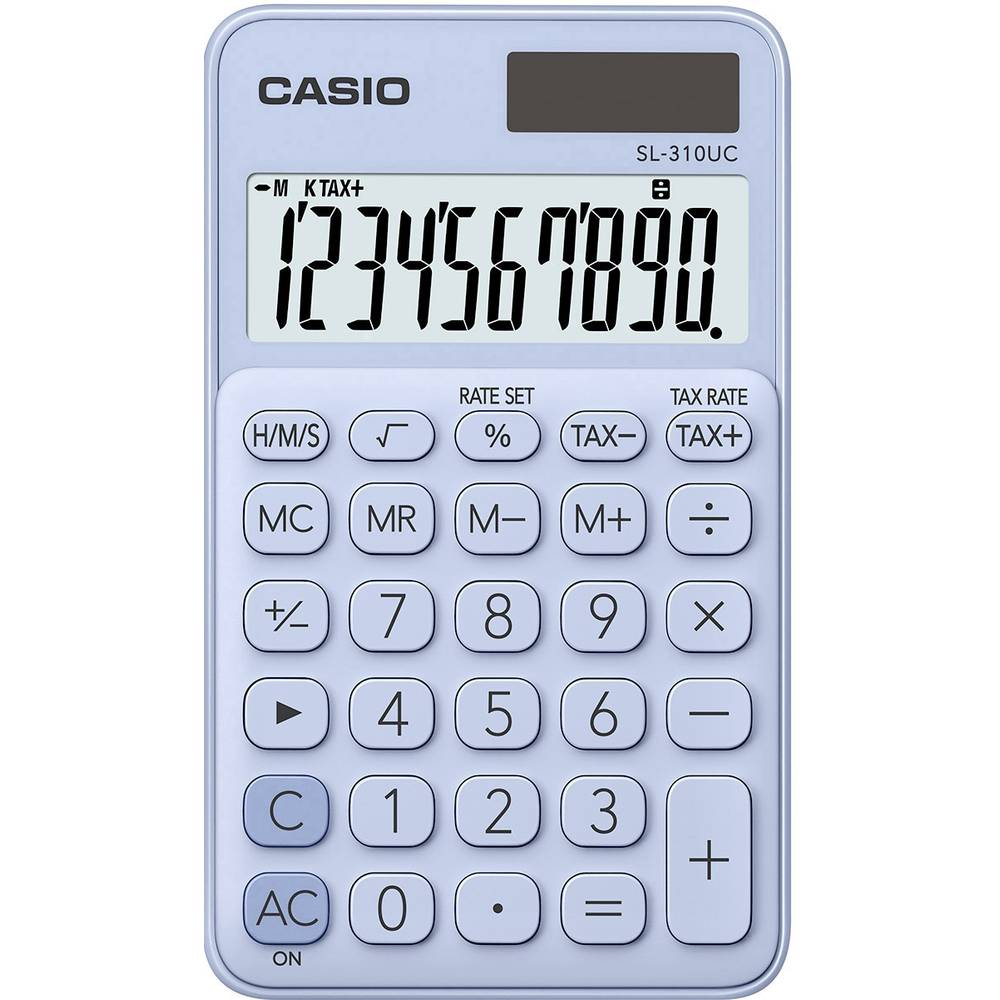 Casio SL-310UC-LB kapesní kalkulačka světle modrá Displej (počet míst): 10 solární napájení, na baterii (š x v x h) 70 x