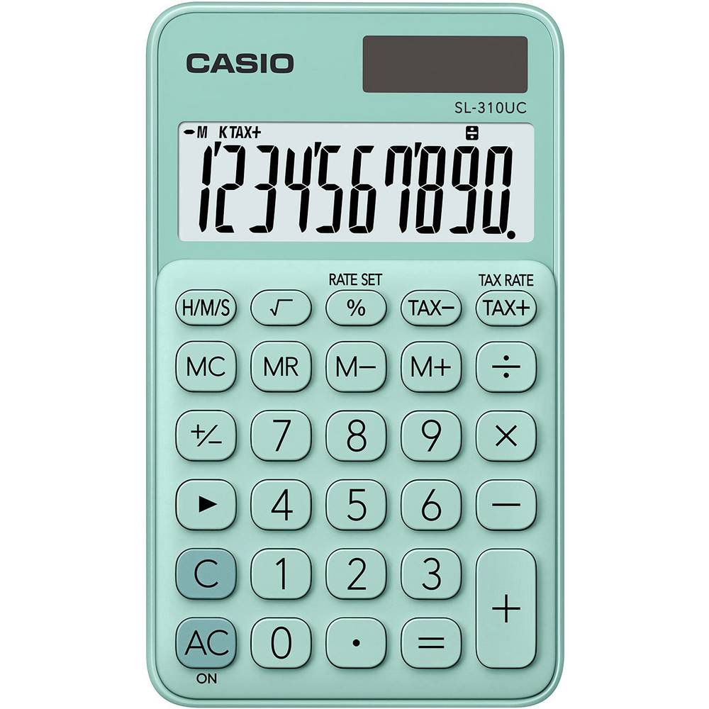Casio SL-310UC-GN kapesní kalkulačka zelená Displej (počet míst): 10 solární napájení, na baterii (š x v x h) 70 x 8 x 1