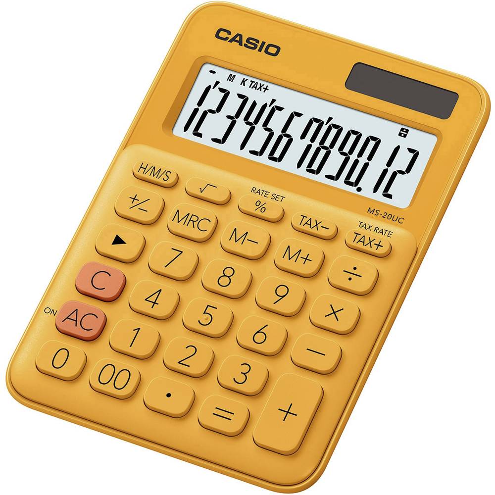 Casio MS-20UC-RG stolní kalkulačka oranžová Displej (počet míst): 12 solární napájení, na baterii (š x v x h) 105 x 23 x