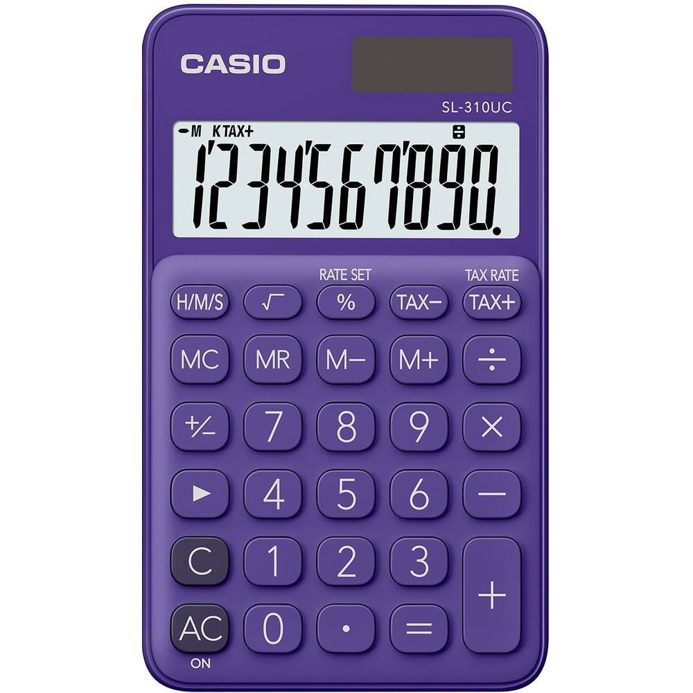 Casio SL-310UC kapesní kalkulačka fialová Displej (počet míst): 10 solární napájení, na baterii (š x v x h) 70 x 8 x 118
