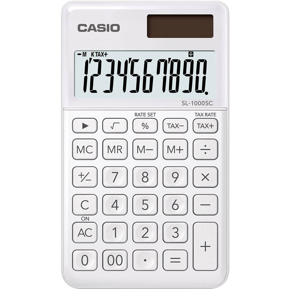 Casio SL-1000SC kapesní kalkulačka bílá Displej (počet míst): 10 solární napájení, na baterii (š x v x h) 71 x 9 x 120 m