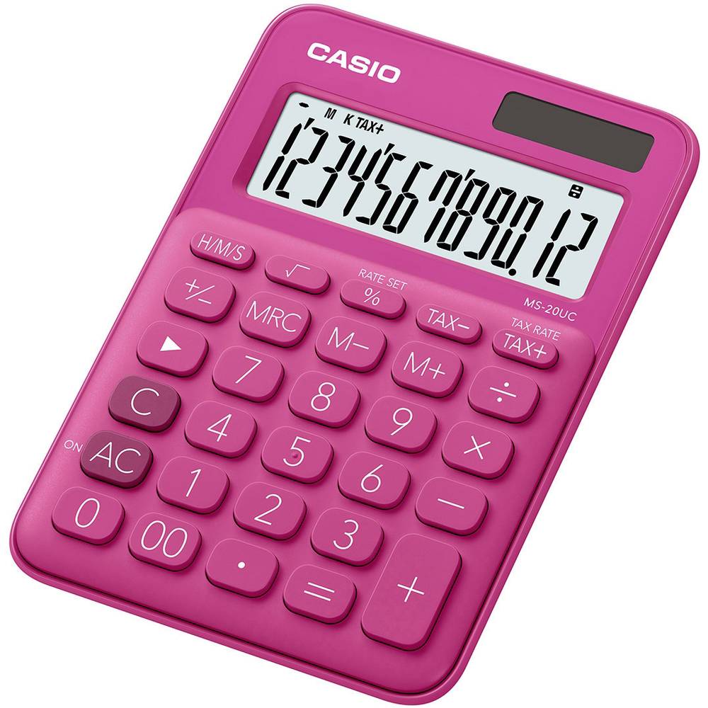 Casio MS-20UC stolní kalkulačka červená Displej (počet míst): 12 solární napájení, na baterii (š x v x h) 105 x 23 x 149