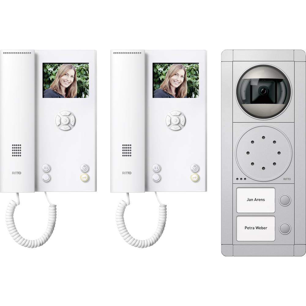 Ritto by Schneider RGE1892220 domovní video telefon kabelový kompletní sada pro 2 rodiny stříbrná, bílá