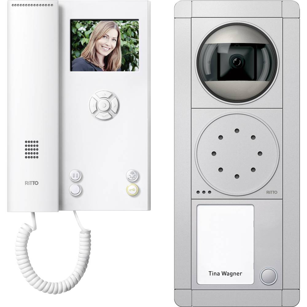 Ritto by Schneider RGE1892120 domovní video telefon kabelový kompletní sada pro 1 rodinu stříbrná, bílá