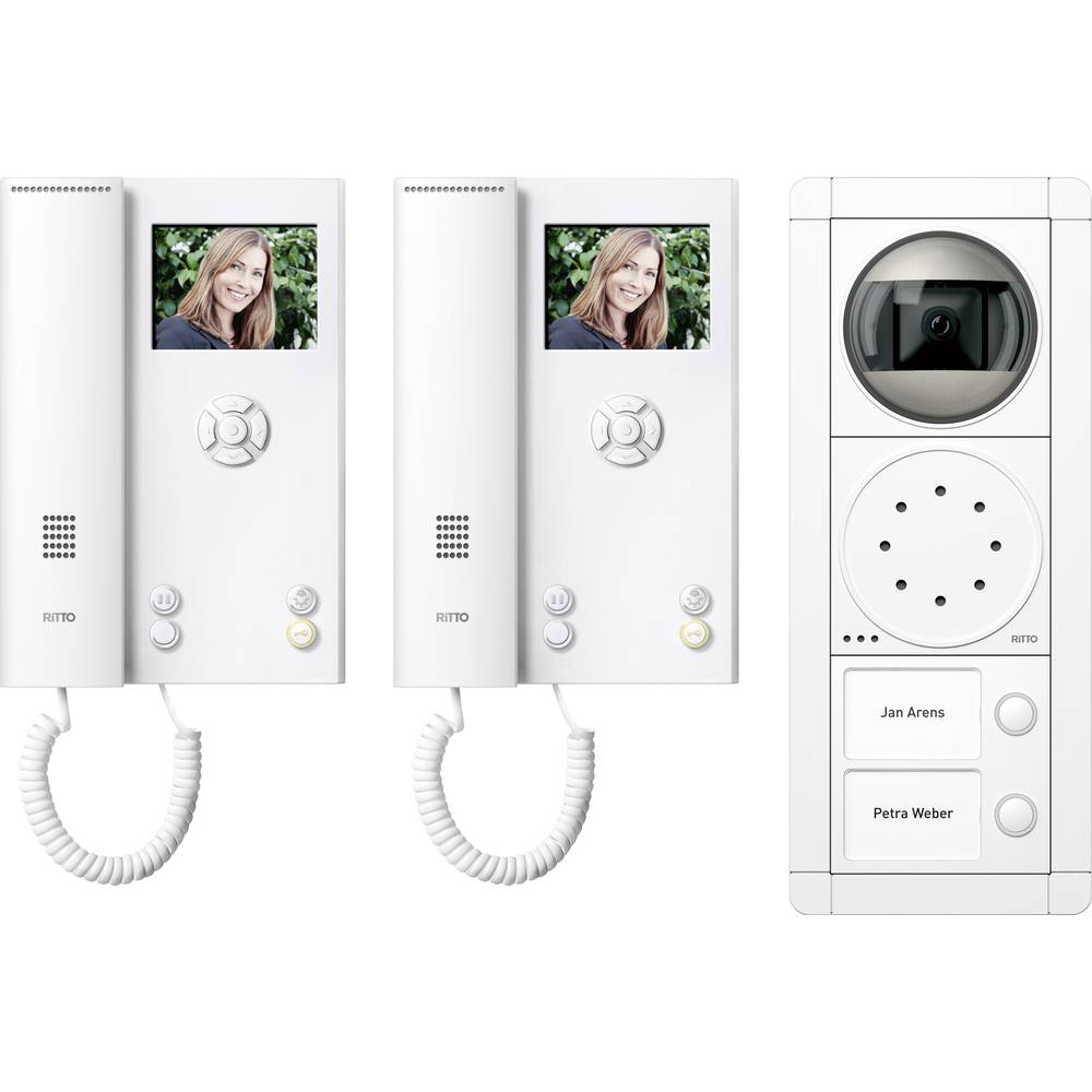 Ritto by Schneider RGE1892270 domovní video telefon kabelový kompletní sada pro 2 rodiny bílá