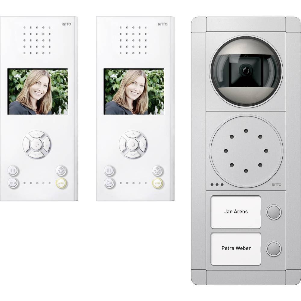 Ritto by Schneider RGE1892420 domovní video telefon kabelový kompletní sada pro 2 rodiny bílá, stříbrná