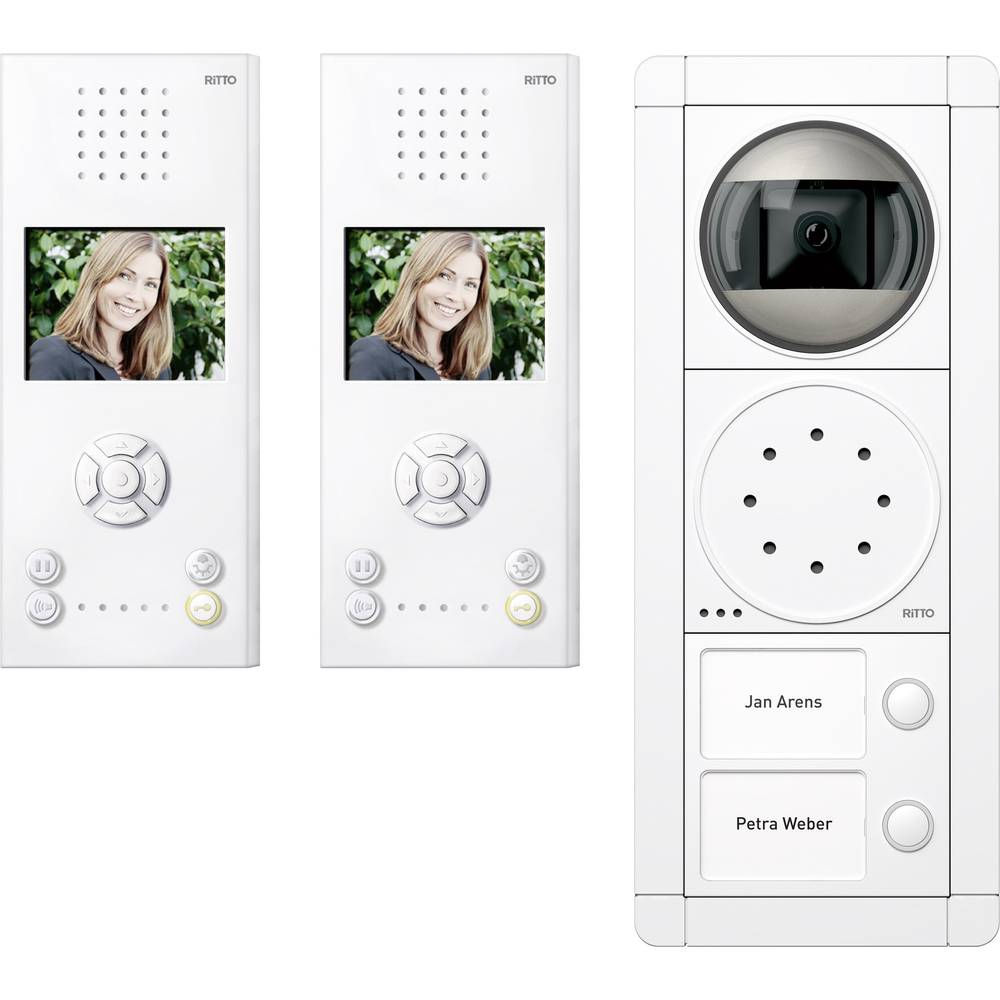 Ritto by Schneider RGE1892470 domovní video telefon kabelový kompletní sada pro 2 rodiny bílá