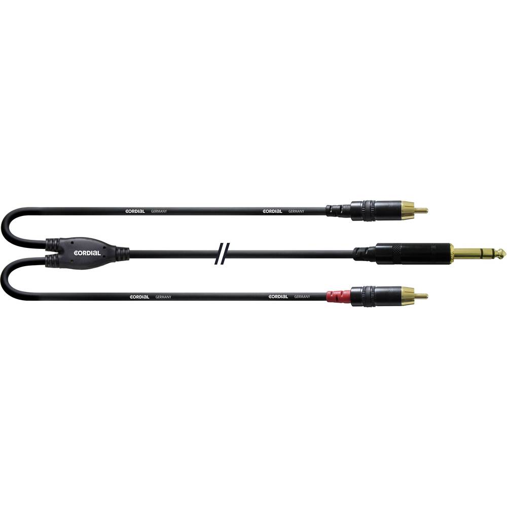 Cordial CFY 3 VCC audio Y adaptér [1x jack zástrčka 6,3 mm - 2x cinch zástrčka] 3.00 m černá