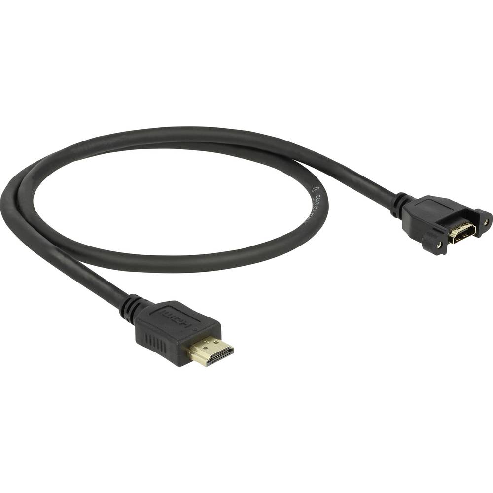 Delock HDMI prodlužovací kabel Zástrčka HDMI-A, Zásuvka HDMI-A 0.50 m černá 85463 High Speed HDMI s Ethernetem, pozlacen