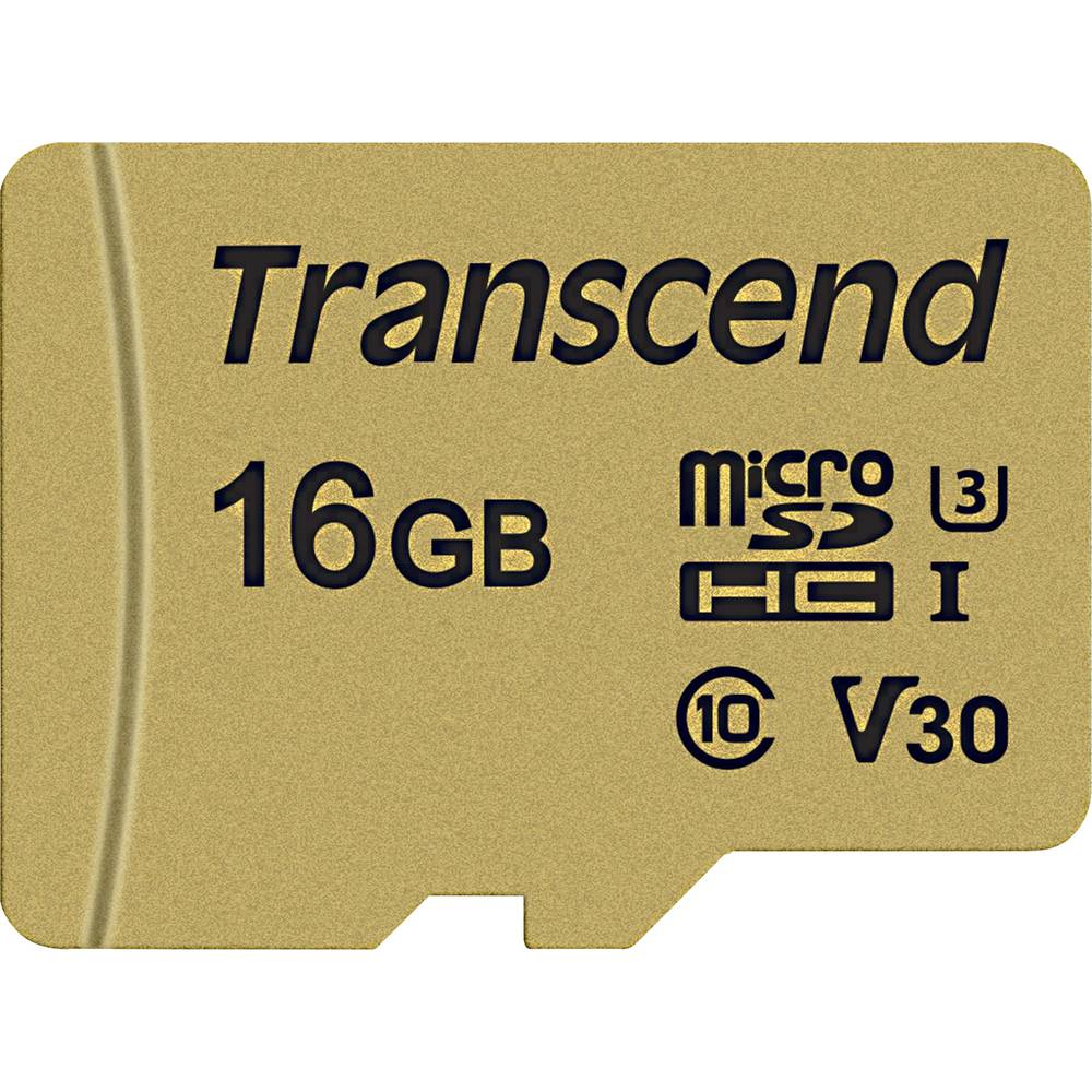 Transcend Premium 500S paměťová karta microSDHC 16 GB Class 10, UHS-I, UHS-Class 3, v30 Video Speed Class vč. SD adaptér