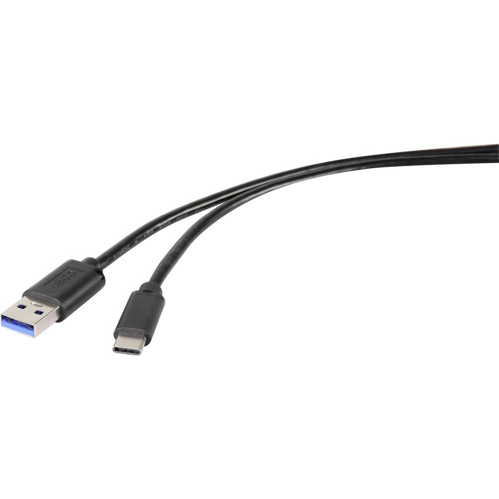 Renkforce USB kabel USB 3.2 Gen1 (USB 3.0 / USB 3.1 Gen1) USB-A zástrčka, USB-C ® zástrčka 0.15 m černá RF-4536470