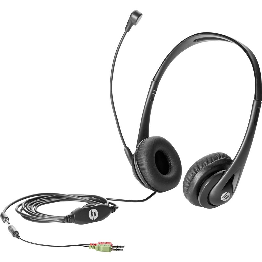 HP Business V2 Počítače Sluchátka Over Ear kabelová černá Redukce šumu mikrofonu regulace hlasitosti, Vypnutí zvuku mikr
