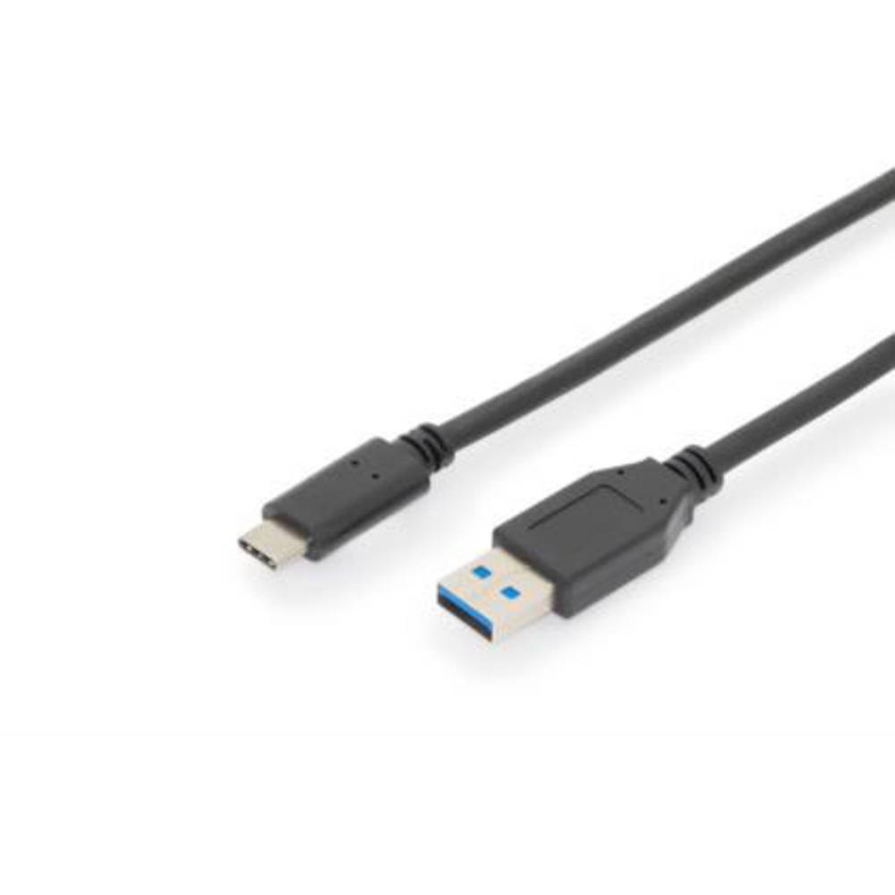 Digitus USB kabel USB 3.2 Gen1 (USB 3.0 / USB 3.1 Gen1) USB-C ® zástrčka, USB-A zástrčka 1.00 m černá dvoužilový stíněný