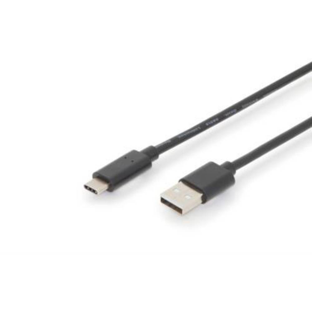 Digitus USB kabel USB 2.0 USB-C ® zástrčka, USB-A zástrčka 3.00 m černá dvoužilový stíněný, oboustranně zapojitelná zást