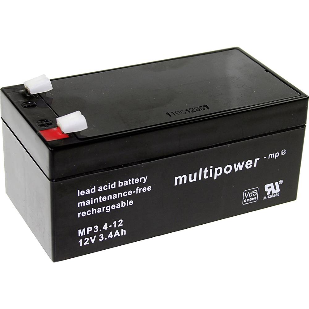 multipower PB-12-3,4-4,8 MP3,4-12 olověný akumulátor 12 V 3.4 Ah olověný se skelným rounem (š x v x h) 134 x 66.5 x 67 m