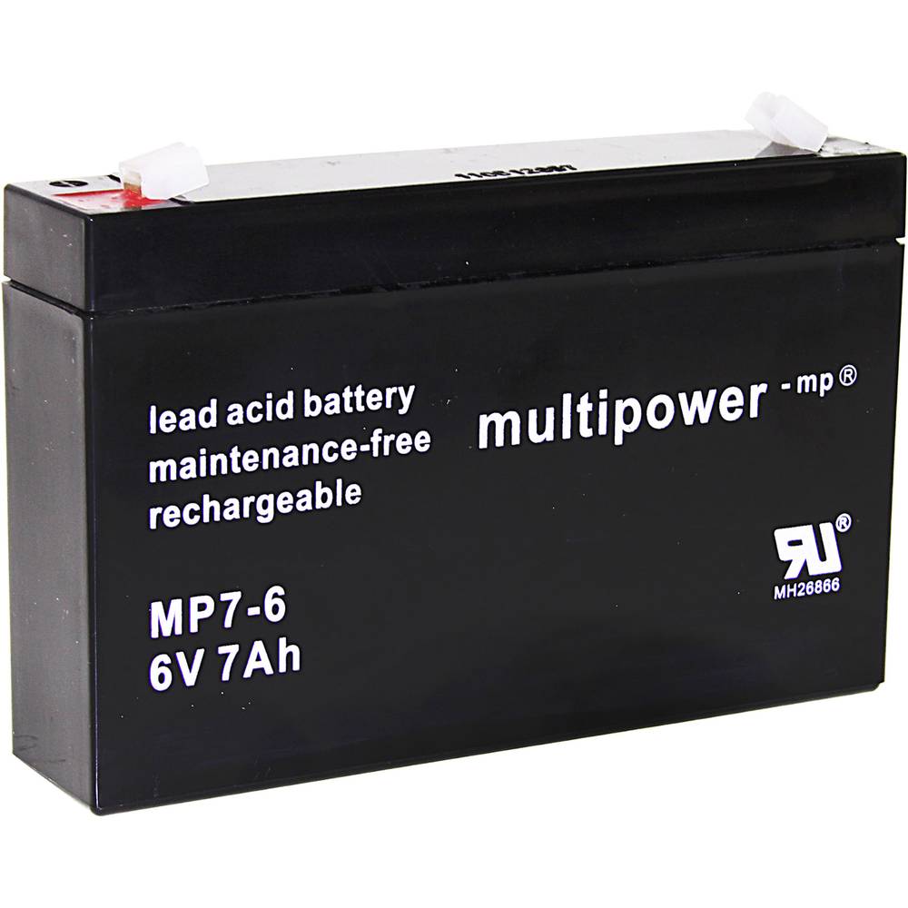 multipower PB-6-7-4,8 MP7-6 olověný akumulátor 6 V 7 Ah olověný se skelným rounem (š x v x h) 151 x 100 x 34 mm plochý k