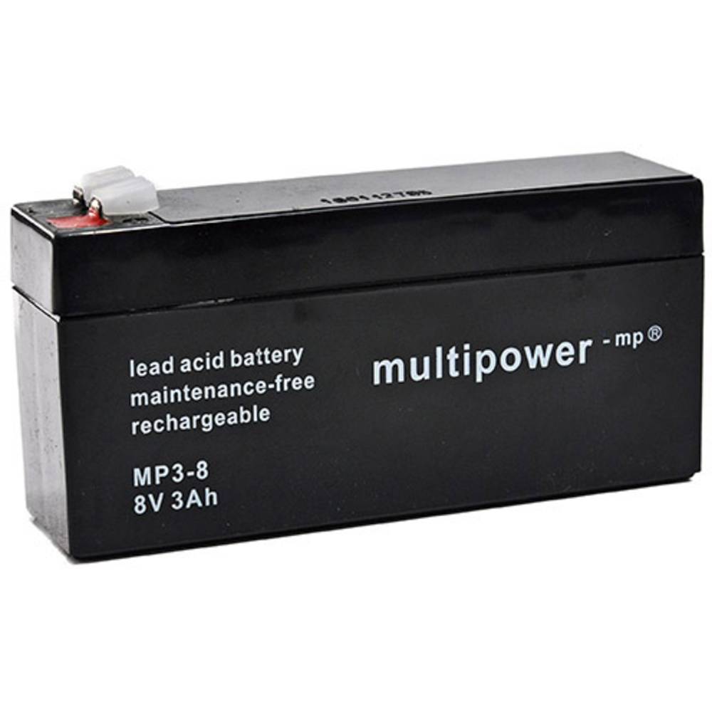 multipower PB-8-3 MP3-8 olověný akumulátor 8 V 3.2 Ah olověný se skelným rounem (š x v x h) 134 x 69 x 36.5 mm plochý ko