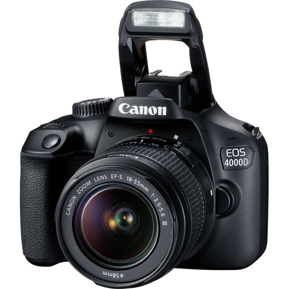 Canon EOS 4000D Kit 18-55mm III digitální zrcadlovka vč. EF-S 18-55 mm IS II 18 Megapixel černá optický hledáček, s vestavěným bleskem, Wi-Fi, Full HD videozáznam, Live View