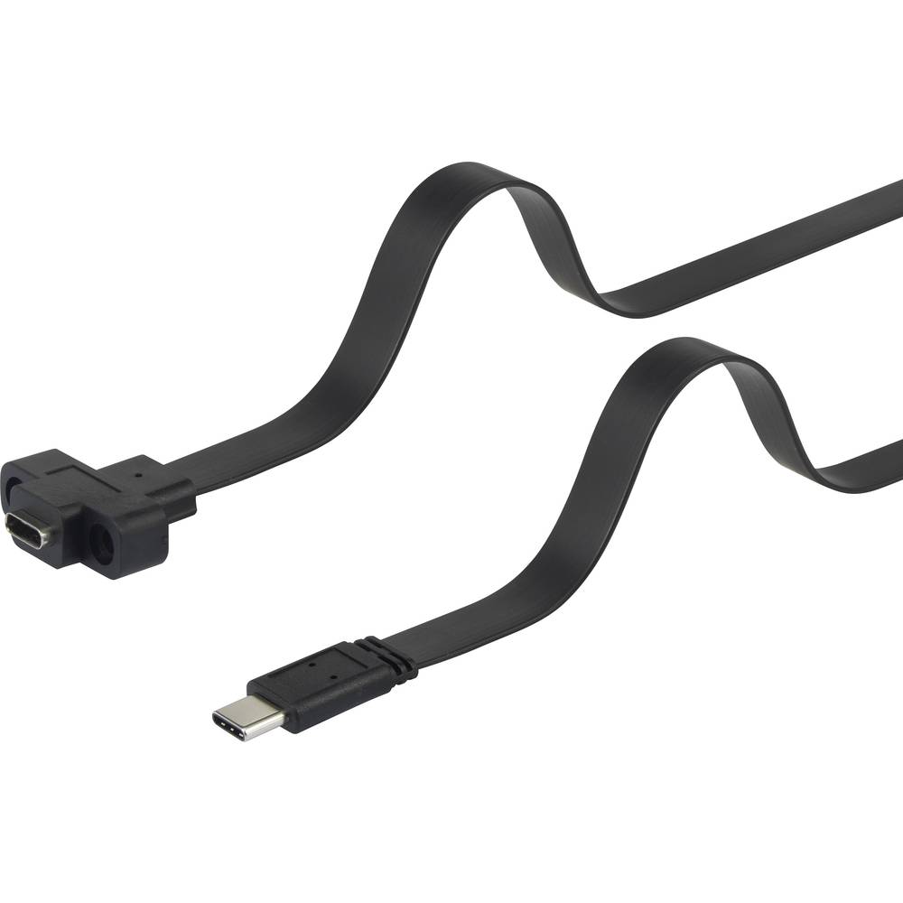 Renkforce USB kabel USB 3.2 Gen1 (USB 3.0 / USB 3.1 Gen1) USB-C ® zástrčka, USB-C ® zásuvka 0.50 m černá lze šroubovat,