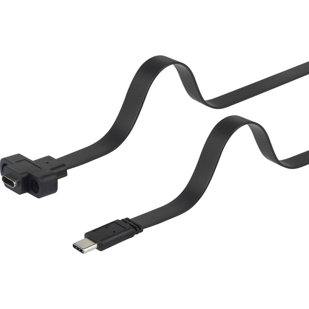 Renkforce USB kabel USB 3.2 Gen1 (USB 3.0 / USB 3.1 Gen1) USB-C ® zástrčka, USB-C ® zásuvka 0.25 m černá lze šroubovat,