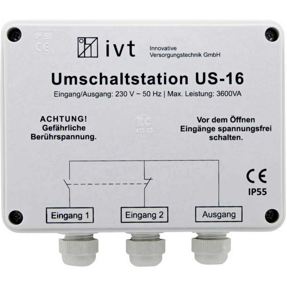 IVT přepínací stanice US-16 3600 VA 400034 160 mm x 145 mm x 77 mm Vhodné pro model (střídač napětí):Universal