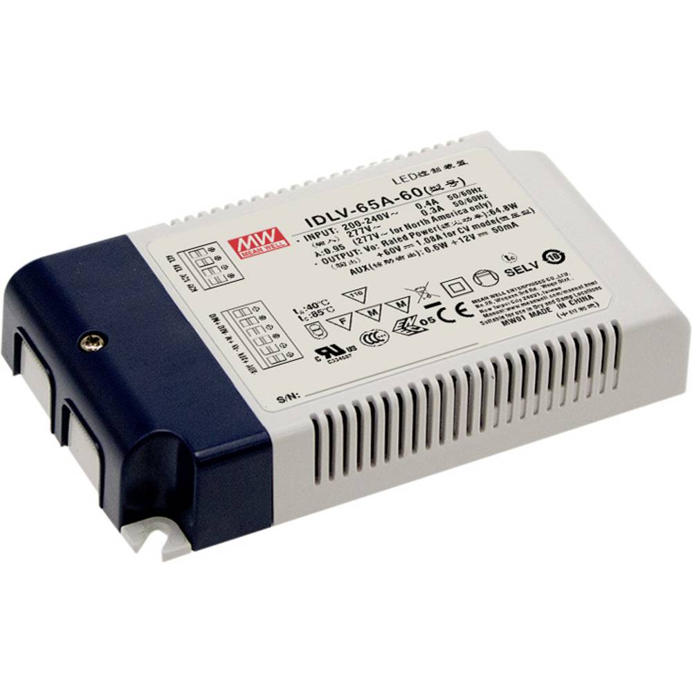 Mean Well IDLV-65A-60 LED driver, napájecí zdroj pro LED konstantní napětí 64.8 W 0 - 1.08 A 60 V/DC stmívatelný, PFC sp