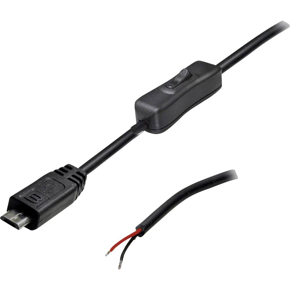 USB kabel se spínačem zástrčka, rovná 2pólový, obsazený TC-2509036 TRU COMPONENTS Množství: 1 ks