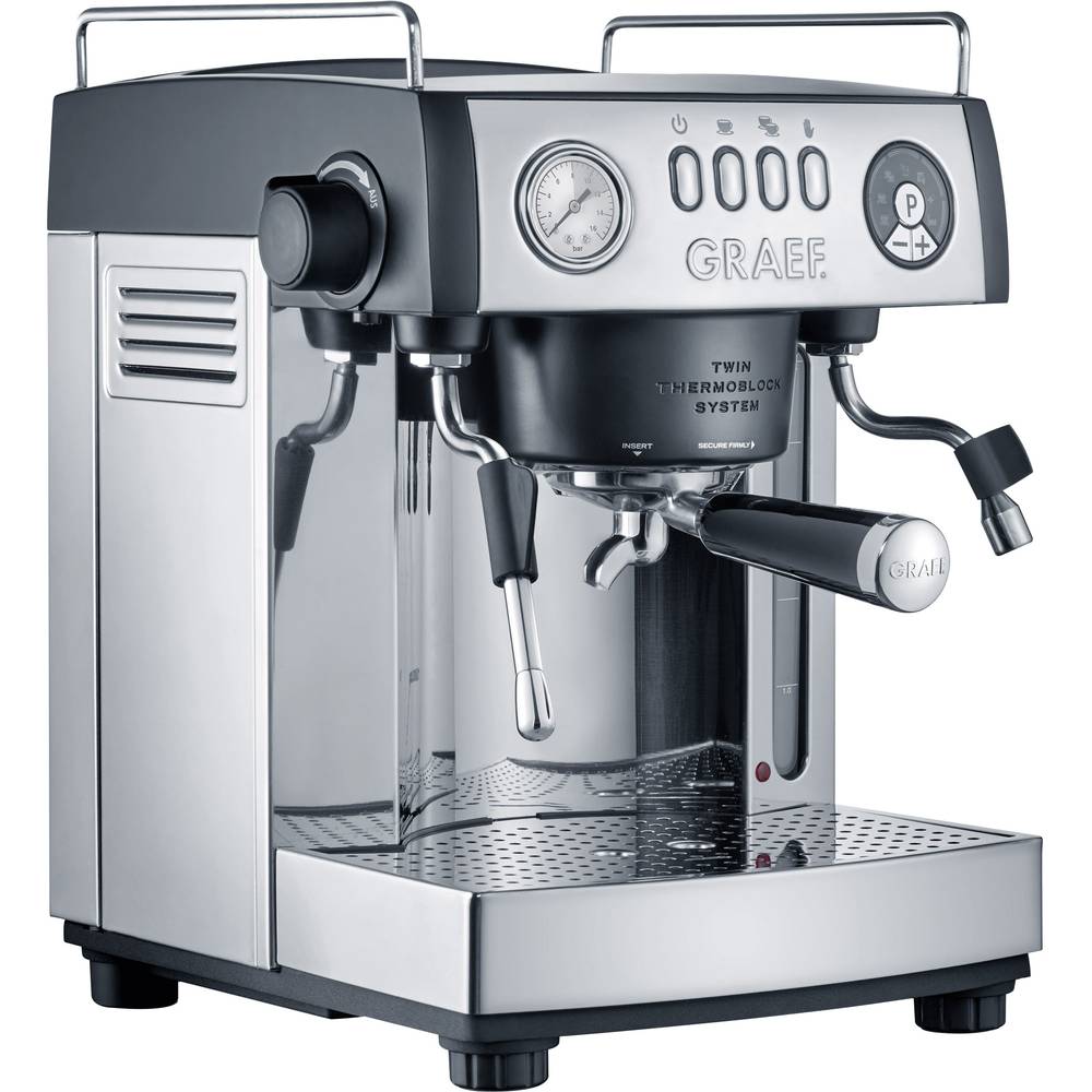 Graef ES902EU pákový kávovar nerezová ocel, černá 2515 W s tryskou pro napěnění mléka
