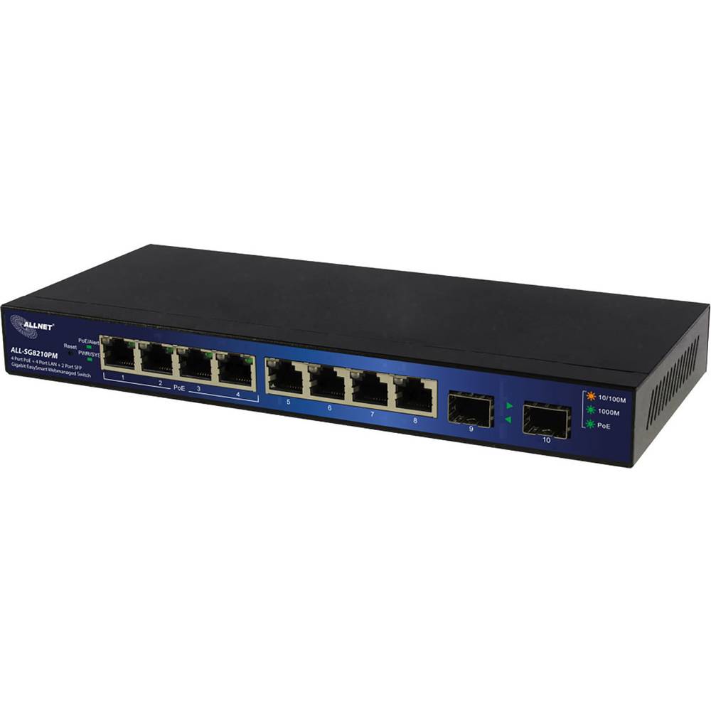 Allnet ALL-SG8210PM síťový switch, 8 portů, 1000 MBit/s, funkce PoE