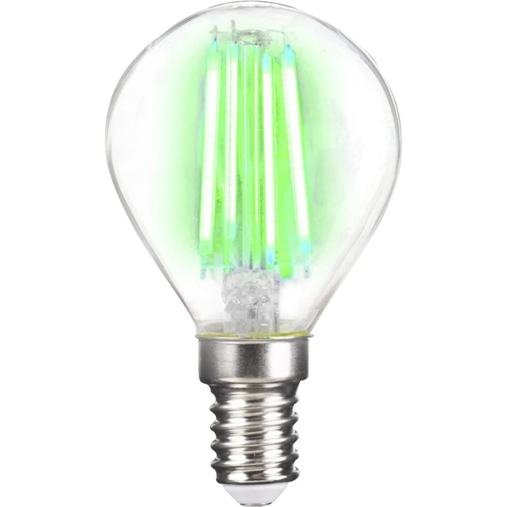 LightMe LM85312 LED Energetická třída (EEK2021) B (A - G) E14 kapkový tvar 4 W zelená (Ø x d) 45 mm x 78 mm vlákno 1 ks