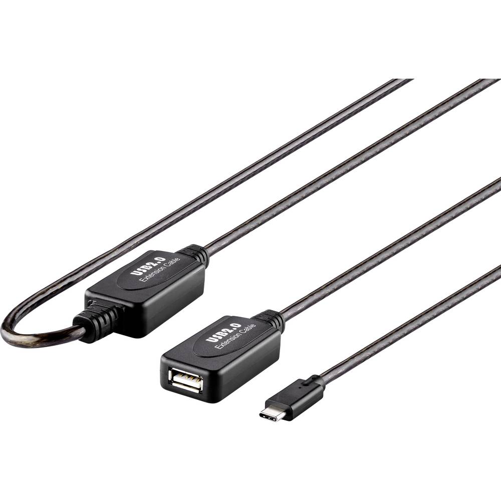 Renkforce USB kabel USB 2.0 USB-C ® zástrčka, USB-A zásuvka 15.00 m černá pozlacené kontakty RF-4752798
